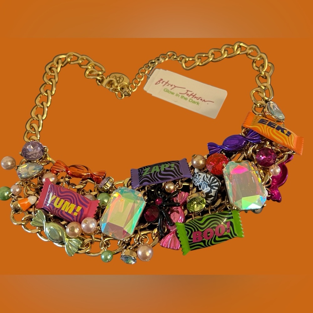 Betsey Johnson Gold Necklace with Multicolor Candy Charms - Picture 13 of 16